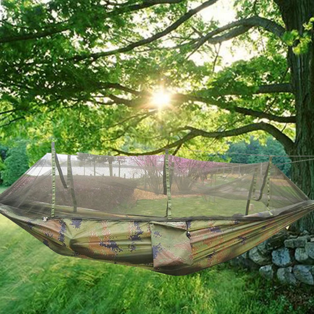 Portable Camping Hammock with Mosquito Net or Waterproof Rain Fly Tent Tarp Double Outdoor Lightweight Nylon Hammock