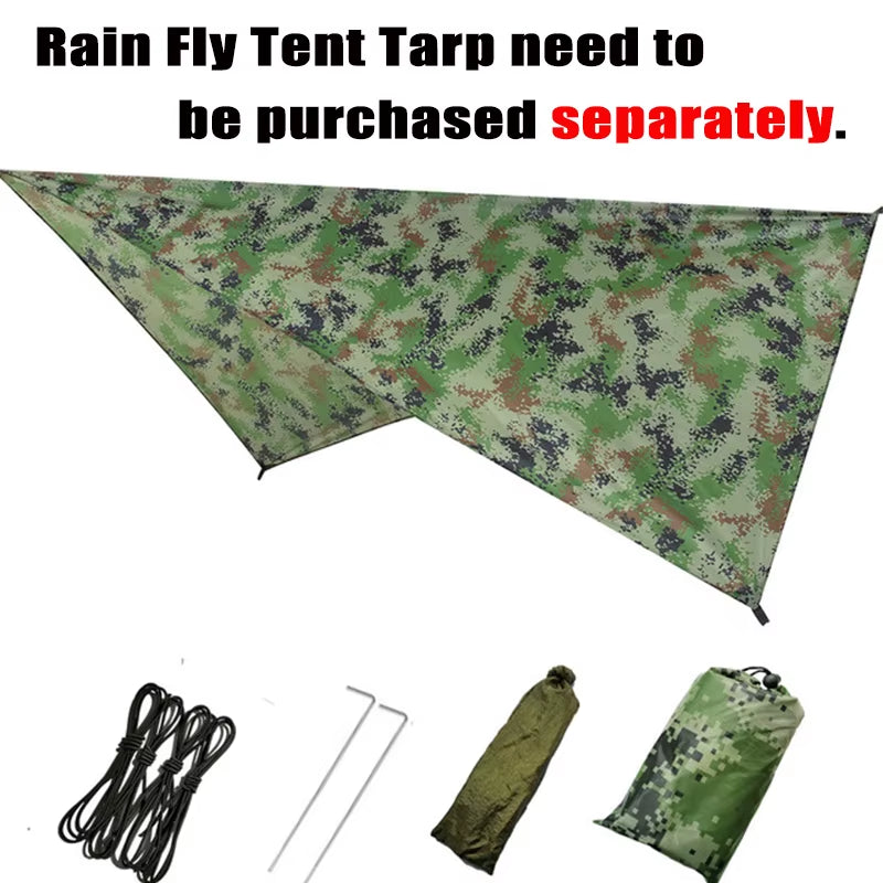Portable Camping Hammock with Mosquito Net or Waterproof Rain Fly Tent Tarp Double Outdoor Lightweight Nylon Hammock