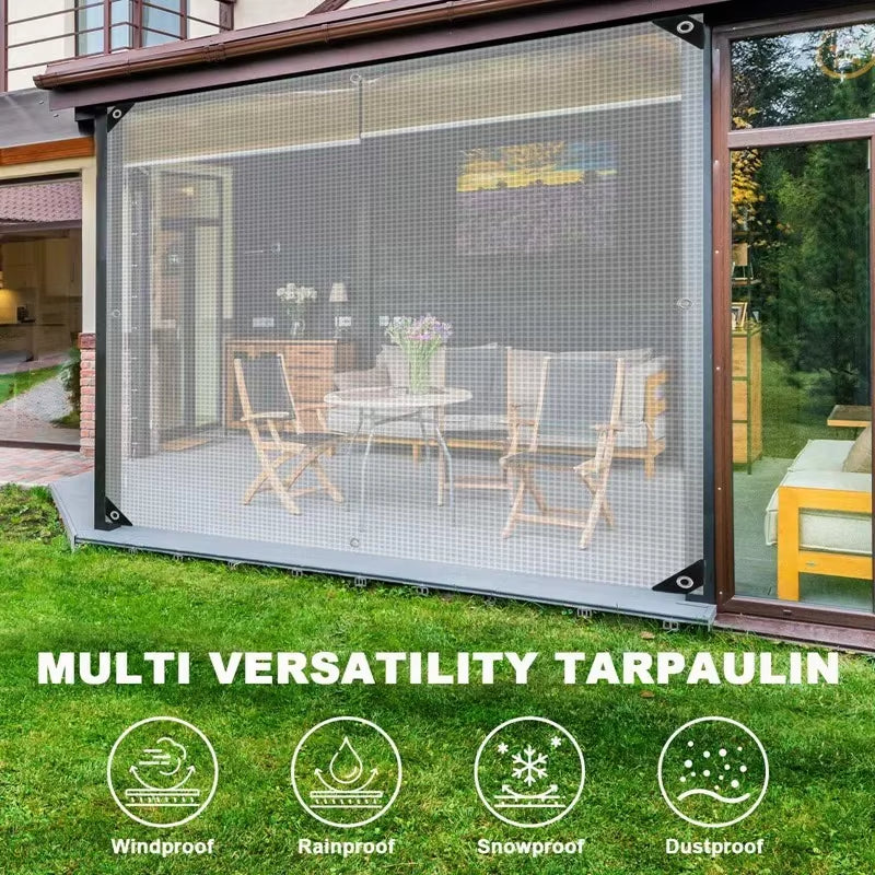 0.35Mm Mesh Reinforced PE Tarpaulin Outdoor Furniture Rainproof Waterproof Tarpbalcony Plants Cover Keep Warm Cover