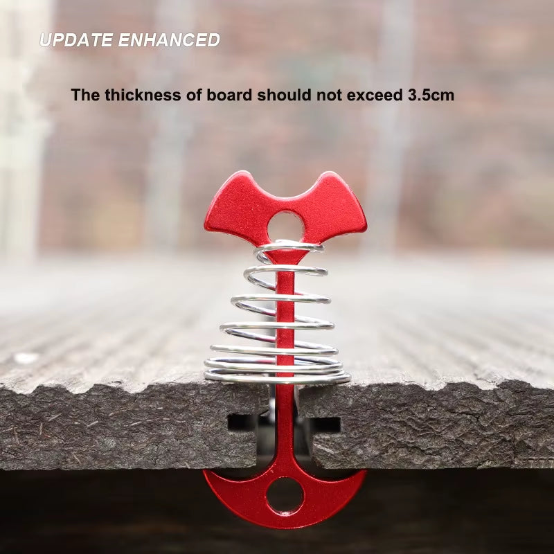 5/10PCS Spring Fishbone Deck Pegs Tent Stakes Awning Anchor Wind Rope Buckle with Carabiner Deck Fixed Nails Camping Tent Hooks