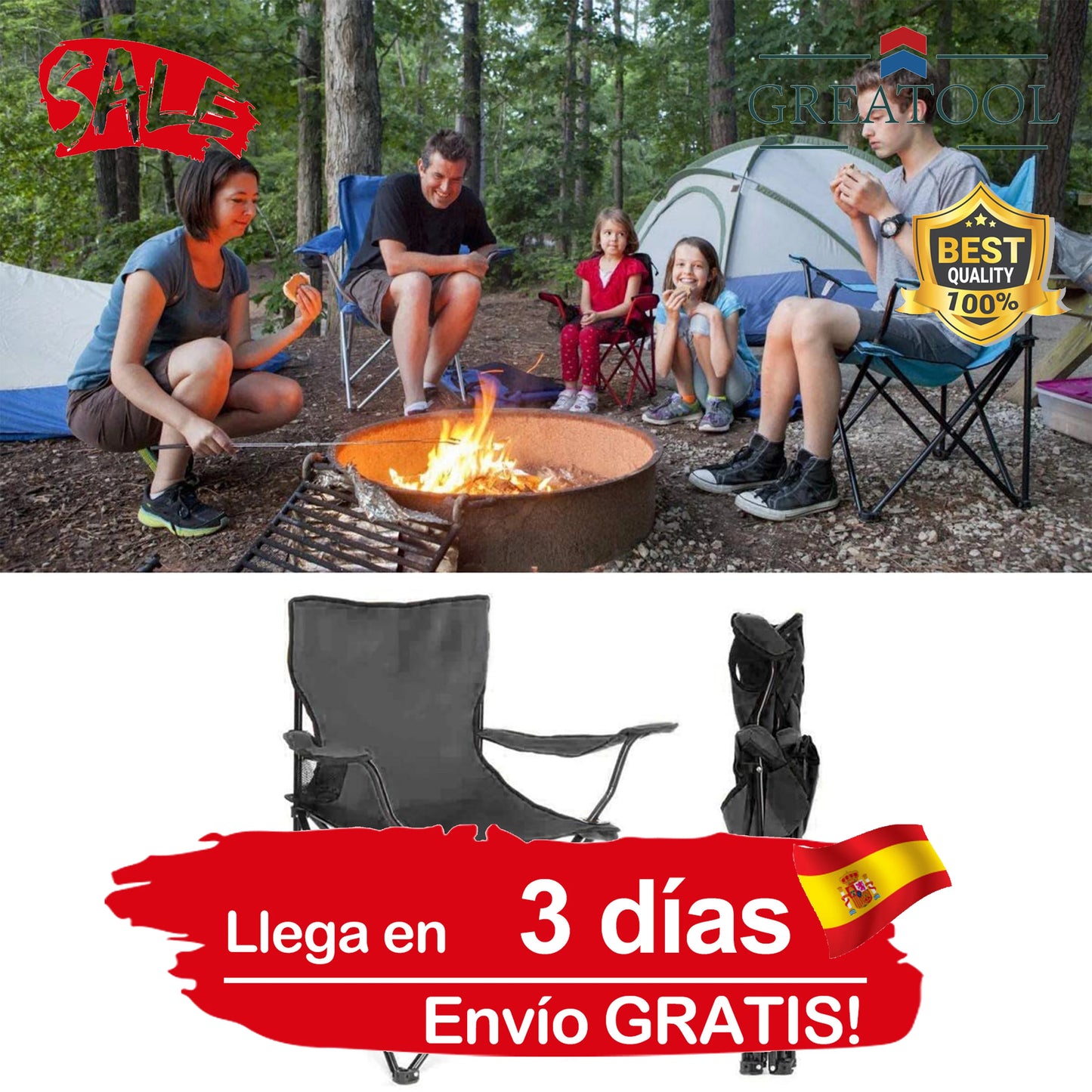 Folding Camping Chair Portable Lightweight Fishing Camping Barbecue Extended Hiking Seat Garden Ultralight Shipping from Spain