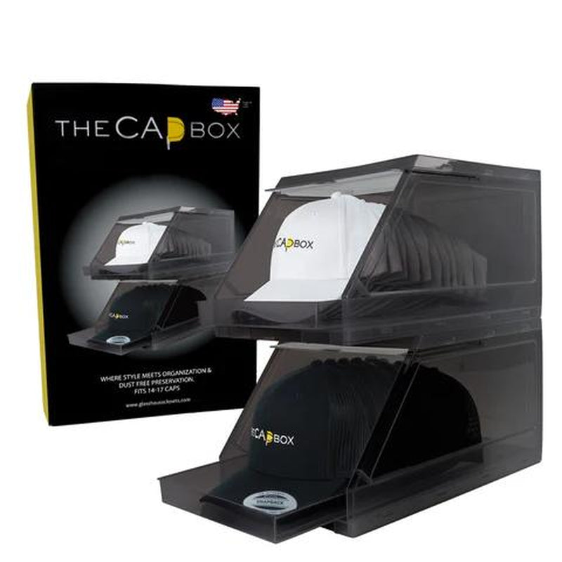 The Capbox 2.0 (2 Pack Clear) Hat Organizer for Baseball Caps, Stackable Hat Rack Cap Storage Container