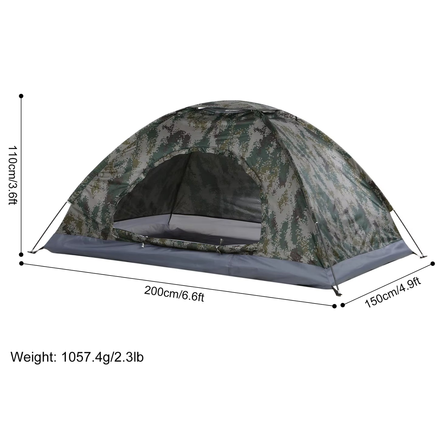1/2 Person Ultralight Camping Tent Single Layer Portable Hiking Tent Anti-Uv Coating UPF 30+ for Outdoor Beach Fishing