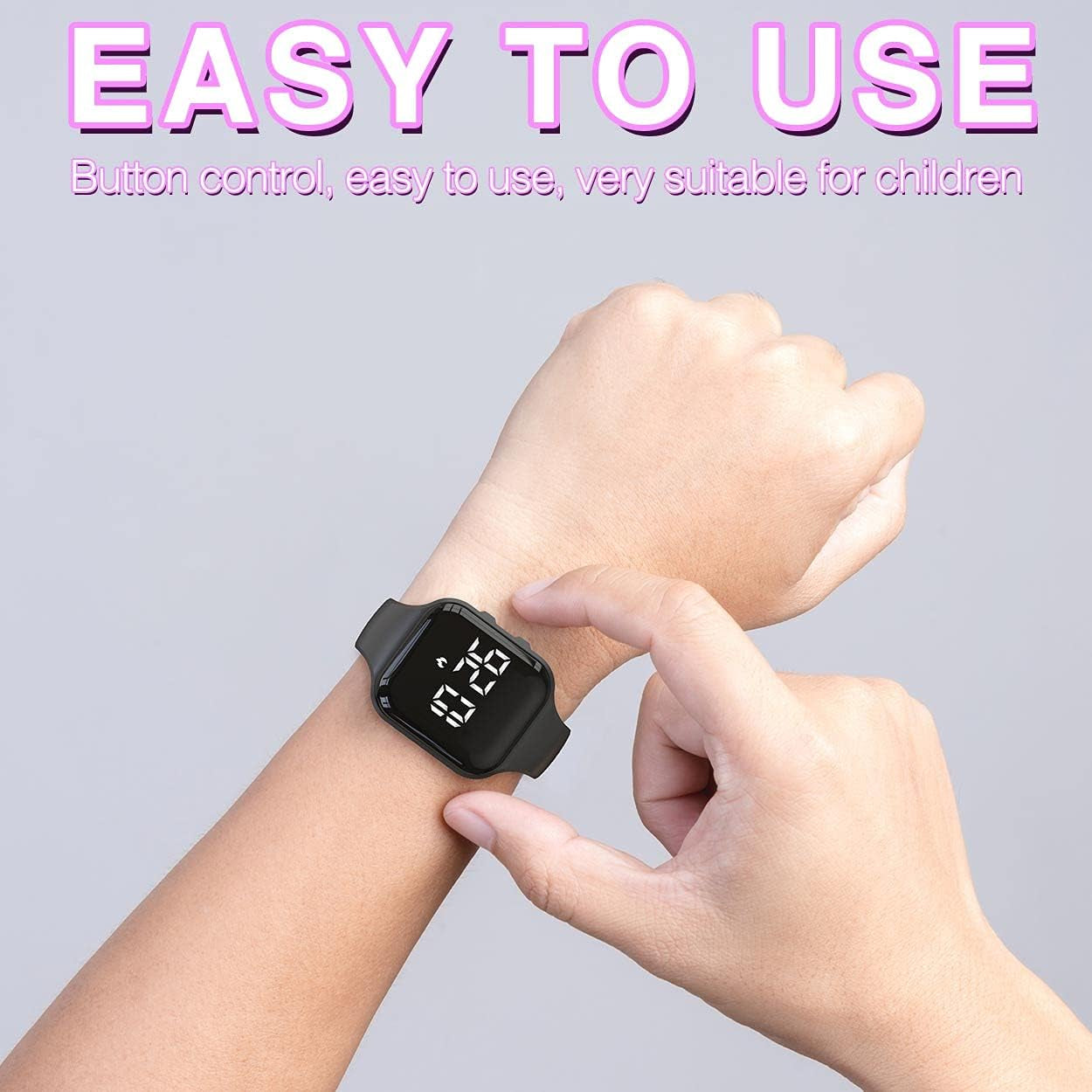 Non-Bluetooth Led Fitness Tracker Watch,Digital Pedometer Watch,With Step Counting/Distance/Calories/Stopwatch/Alarm Clock, Great Gift for Kids Teens Girls Boys Xmas (Square - Purple)