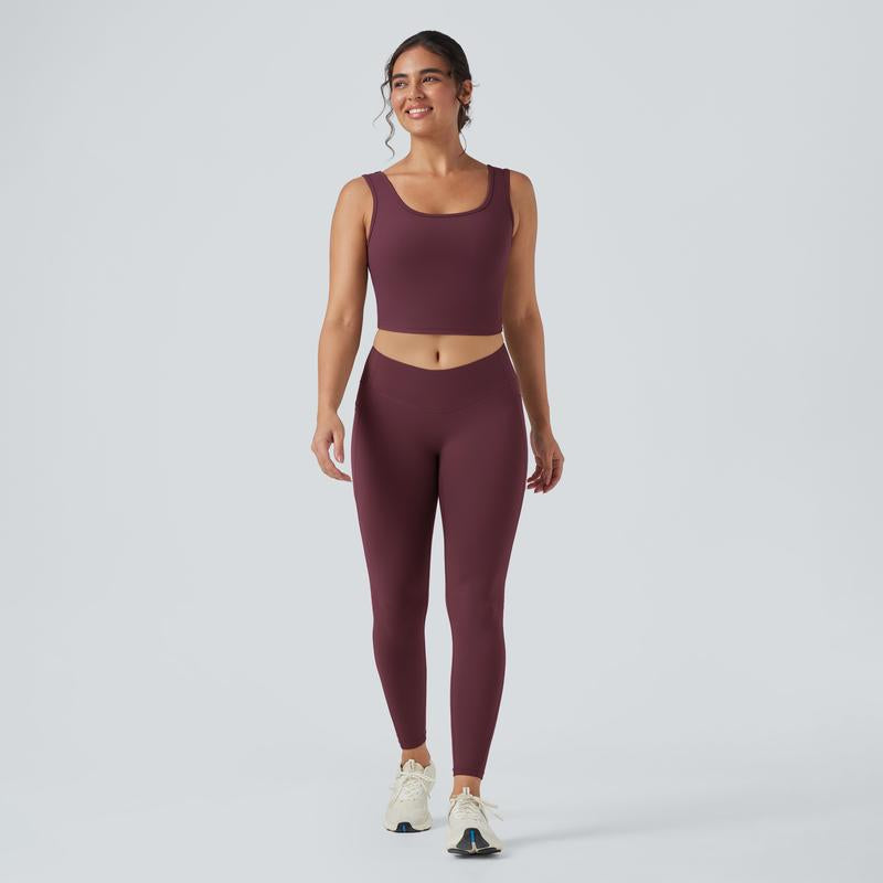 Halara 2-Piece Ultrasculpt U Neck Crossover Cropped Yoga Tank Top & Ultrasculpt Socinched High Waisted Tummy Control Side Pocket Shaping Training Leggings Set