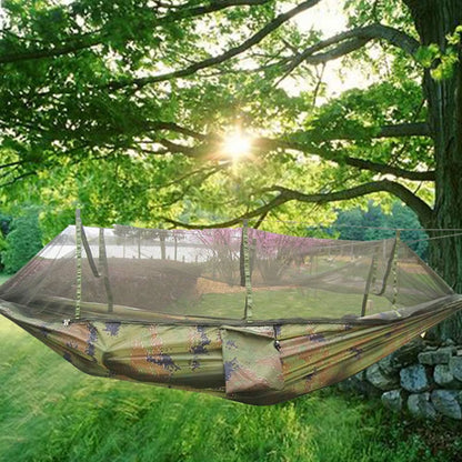 Portable Camping Hammock with Mosquito Net or Waterproof Rain Fly Tent Tarp Double Outdoor Lightweight Nylon Hammock