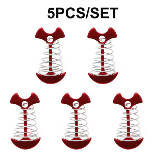 5/10PCS Spring Fishbone Deck Pegs Tent Stakes Awning Anchor Wind Rope Buckle with Carabiner Deck Fixed Nails Camping Tent Hooks
