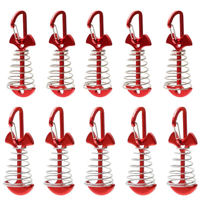 5/10PCS Spring Fishbone Deck Pegs Tent Stakes Awning Anchor Wind Rope Buckle with Carabiner Deck Fixed Nails Camping Tent Hooks