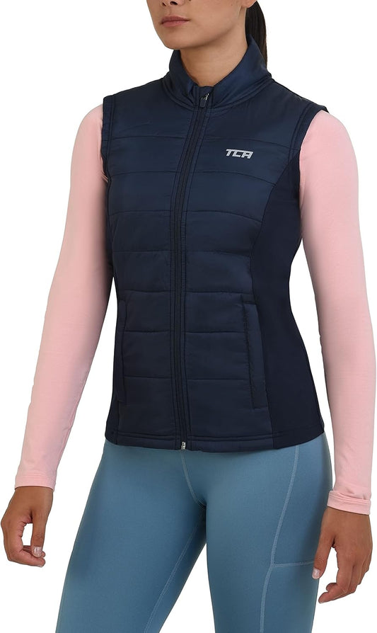 Women'S Excel Runner Walking Hiking Lightweight Thermal Padded Vest with Zipper Pockets, Winter Puffer for Women