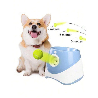 Automatic Dog Ball Launcher with 3 Distance Settings, Includes 3 Mini Tennis Balls (2 Inch), Indoor and Outdoor Interactive Dog Toy, Available in Multiple Colors