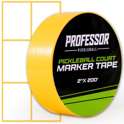 Professor Pickleball Court Tape - Makes Full Size Court - Outdoor Pickleball Marking Kit - 2" X 200 FT, Yellow Tape for Temporary Court Lines, No Residue, Quick and Easy Application