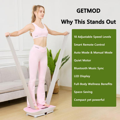 GETMOD plus Size Vibration Plates Exercise Equipment with LED Display & Bluetooth Speaker 10 Speed Levels Quiet Motor Home Gym Stuff Exercise Machine for Full Body Wellness #2